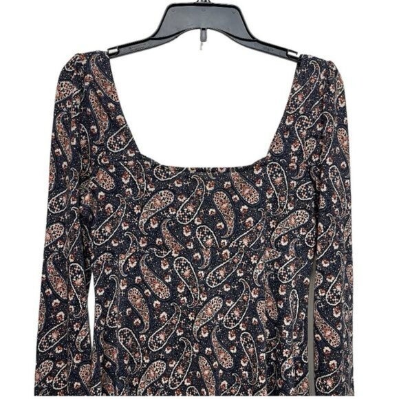 New BODEN Paisley Sweetheart Neck Long Sleeve Cotton Blend Dress Size 8 - Picture 7 of 13